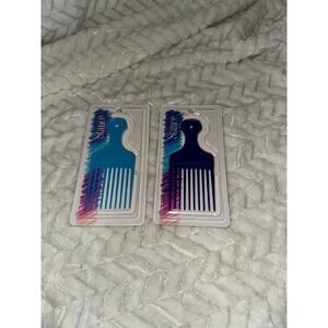 Vintage Stance Hair Pick Detangling Comb Lot of 2 Blue Black